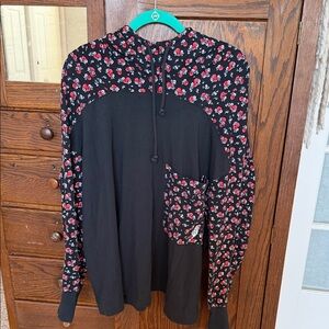We the free Floral Black and Red Hoodie